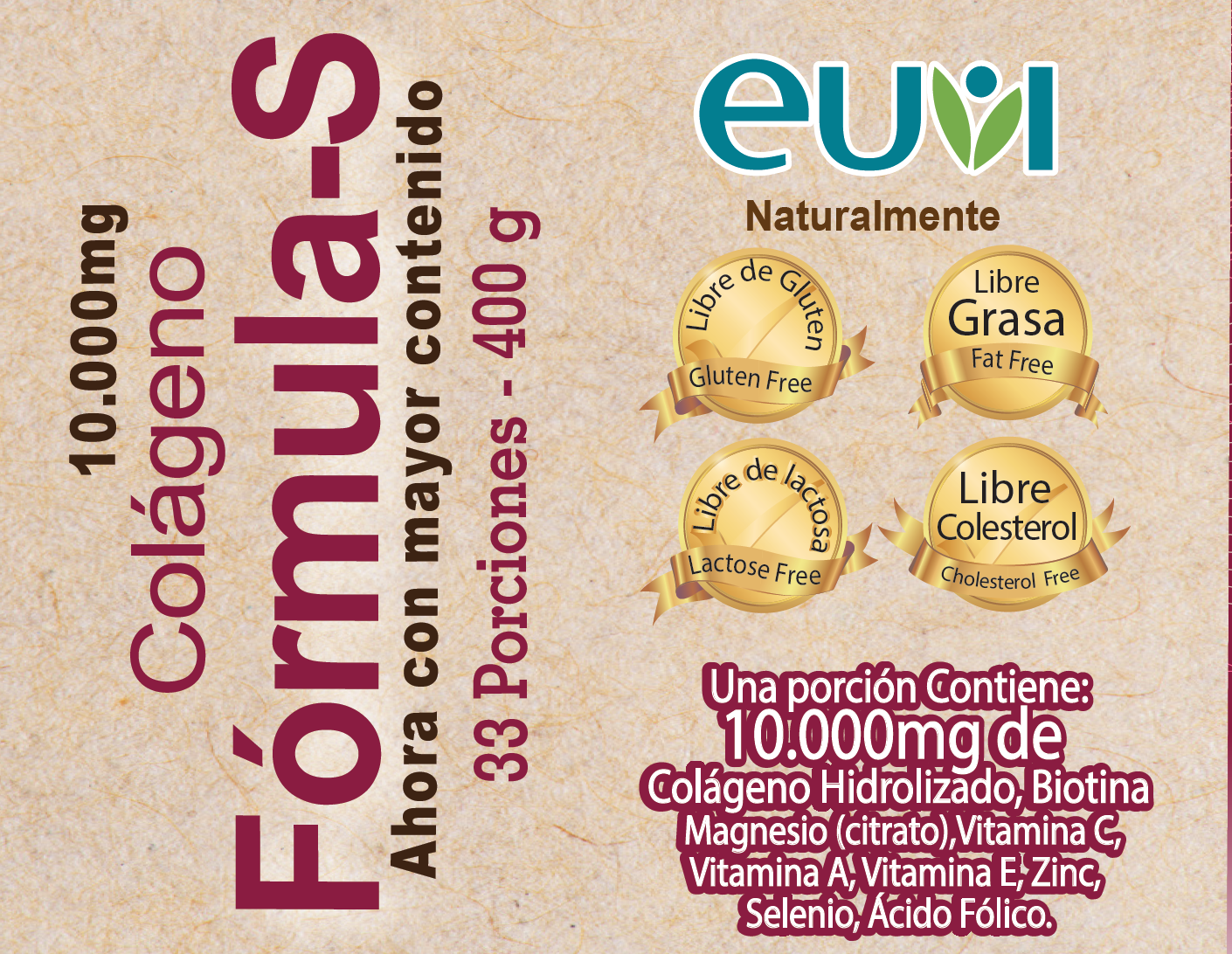 Colágeno Formula-S, 400 gr (33 porciones) AHORA CON MAYOR CONTENIDO